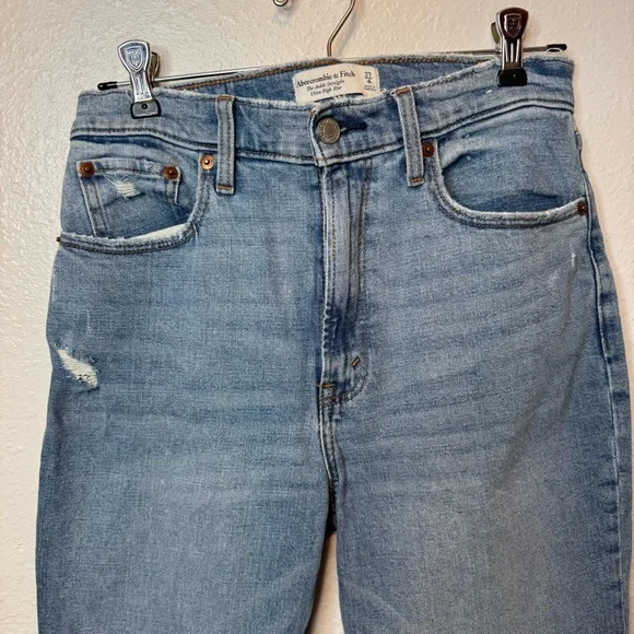 Abercrombie & Fitch Jeans Ankle Straight High Rise Lightly Distressed Size 27 - Picture 2 of 7
